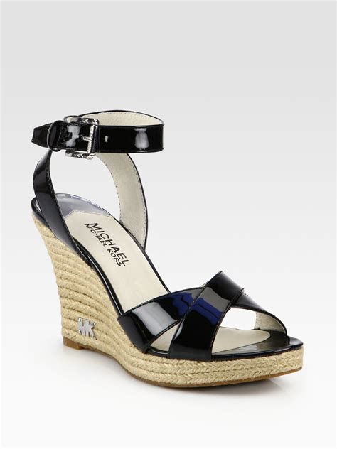 michael michael kors black patent espadrille sandals|Michael Kors open toe sandals.